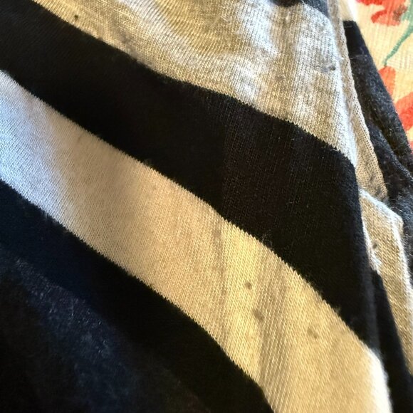 Loft Black/Gray/White Striped Sleeveless Stretch Dress - Faux Wrap - Medium - Picture 7 of 8